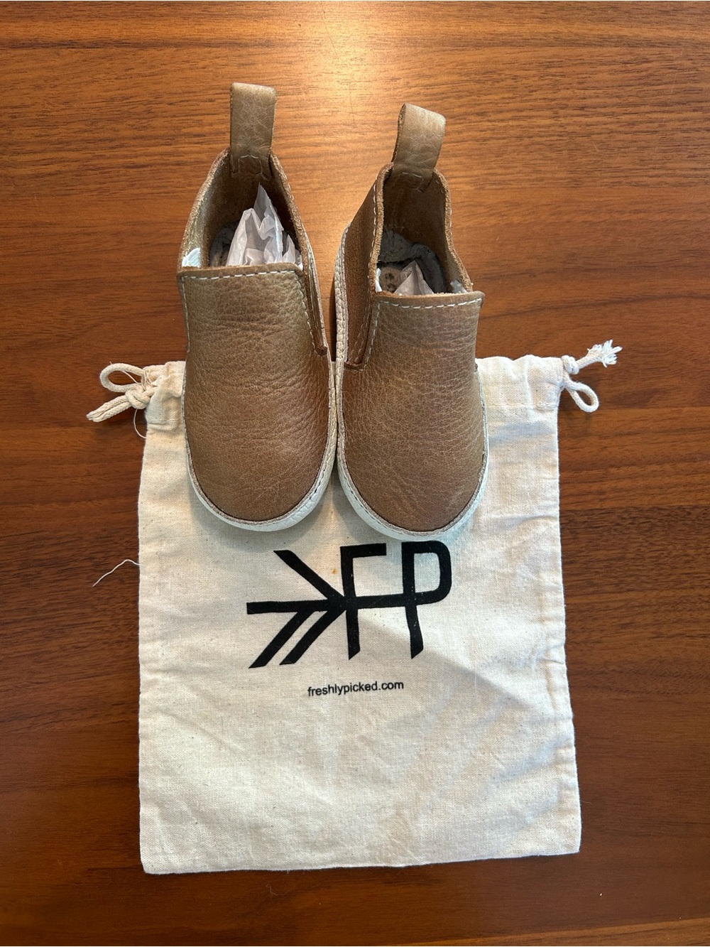 Freshly Picked Tan Leather Slip-On Kids Boots